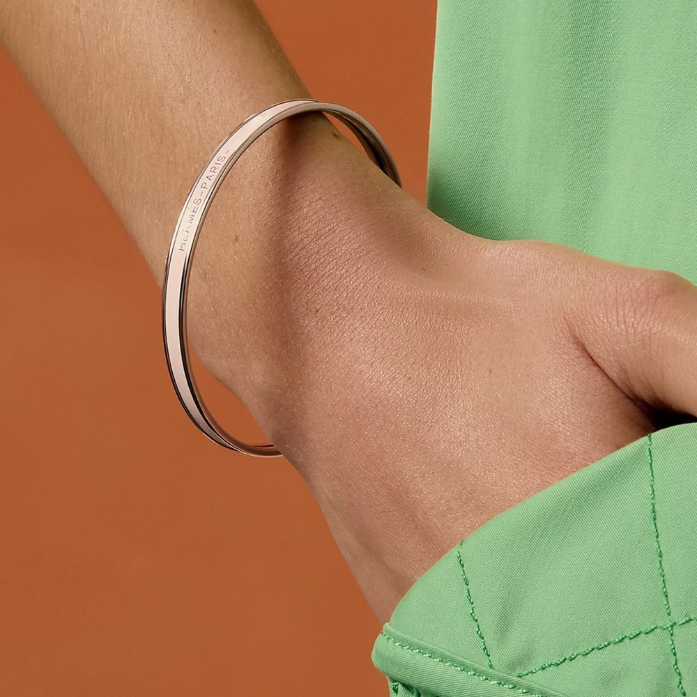 Hermes logo enamel uni bangle bracelet NEW - Picture 3 of 7